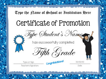 end of year certificates fifth grade editable by nyla