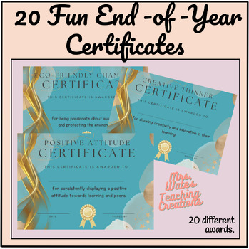 Preview of Award Templates for Last Week of School and End of Year Printable Certificates
