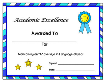 End of Year Certificates for Academic Excellence Multicolored Stripes