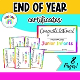 End of Year Certificates for Irish Primary School - Junior