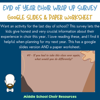 Preview of End of Year Choir Wrap Up (Google & Paper Worksheet)