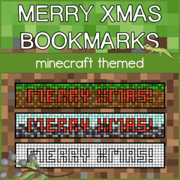 end of year christmas gift or craft minecraft themed bookmark tpt