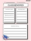 End of Year Class Memories Worksheet