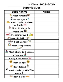 Preview of End of Year Class Superlatives