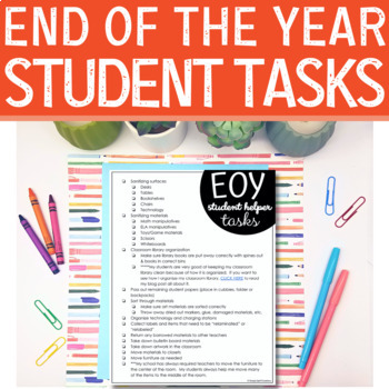 Preview of End of Year Classroom Clean Up Tasks Students Can Help With FREE