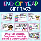 End of Year Classroom Summer Gift Tags: Bubbles, Sunglasse