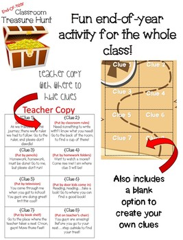 End of Year Classroom Treasure Hunt - Fun activity for the whole class!