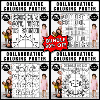 Preview of End of Year Collaborative Coloring Poster Bundle for Last Day of School & Summer