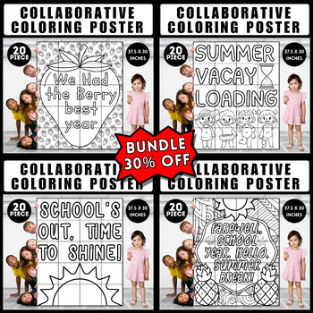 Preview of End of Year Collaborative Coloring Poster Bundle for Last Day of School & Summer