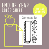 End of Year Color Sheet, My Year in 1st Grade