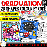 End of Year Color by Code Graduation 2D Shapes Activity fo