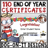 End of Year Completion Certificates Editable Print and Dig
