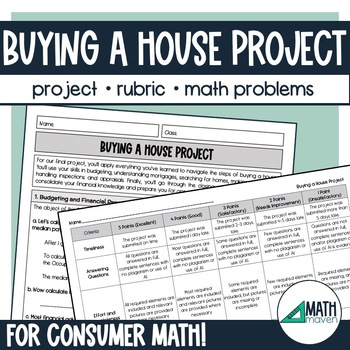 Preview of End of Year Consumer Math Final Project on Buying a House