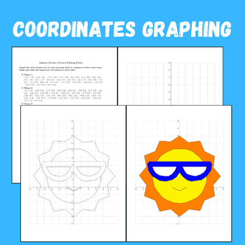 Preview of End of Year Coordinate Graphing Creating Pictures Using Math Skills, Grades 5-8