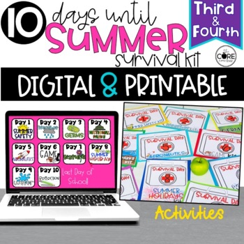 Preview of End of Year Countdown to Summer Activities - Print & Digital Bundle 3rd - 4th