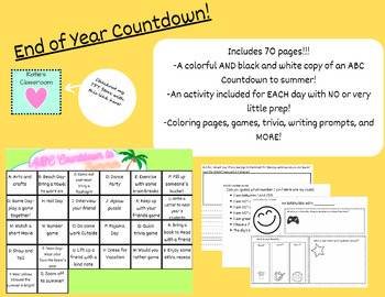 Preview of End of Year Countdown to Summer! (With Activities!!!)