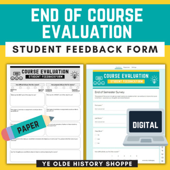 Preview of End of Year Course Evaluation Form - Digital & Printable - Works for ALL Classes