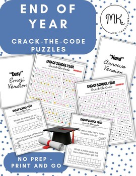 New Year Crack the Code with Answers and black and white copies