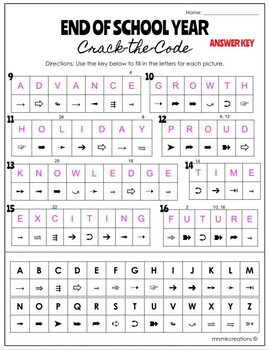 New Year Crack the Code with Answers and black and white copies