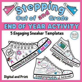 Preview of End of Year All About Me Reflection Craft Writing Activity  Stepping Out of G2