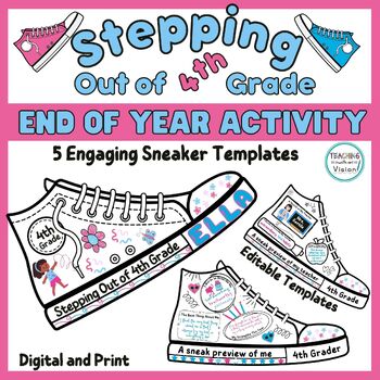 Preview of End of Year All About Me Reflection Craft Writing Activity  Stepping Out of G4