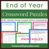 End of Year Crossword Puzzles Collection 31 Unique Printab