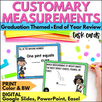 Preview of Summer Customary Measurements Task Cards - Measurement Activities End of Year