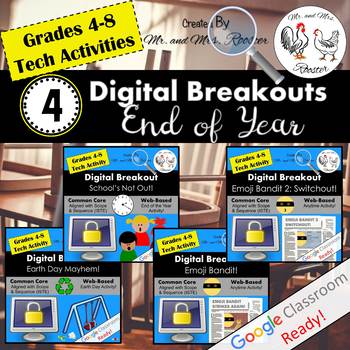 Preview of End of Year Digital Breakout BUNDLE - Escape Rooms End of Year Escape Room