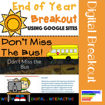 Preview of End of Year Digital Escape Room Activity: Don't Miss the Bus