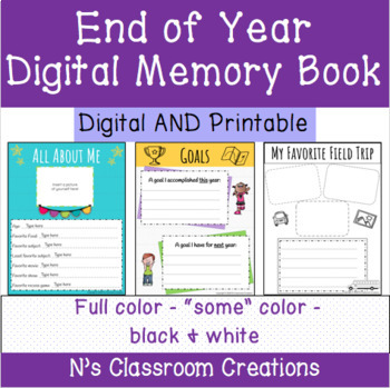 Preview of End of Year Digital and Printable Memory Book