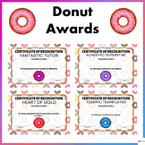 End of Year Donut Award Certificates Editable