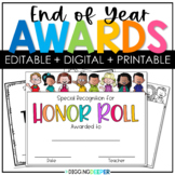 End of Year Editable Awards Certificates for Elementary Students 