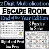 End of Year Escape Room Math: Two Digit Multiplication Gam