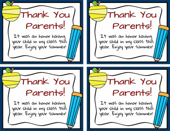 thank you note for teacher end of school year from parents