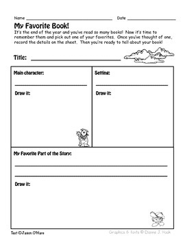 End of Year Favorite Book Graphic Organizer by Jason O'Hare | TpT