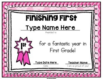 End of Year First Grade Certificates – Editable by The Teacher Gene