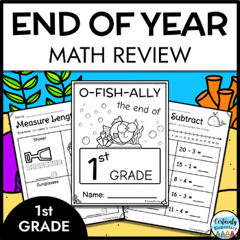 Preview of End of Year First Grade Summer Math Review Packet | Animal Worksheets