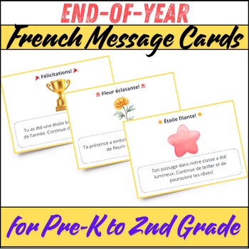 Preview of End-of-Year French Message Cards for Pre-K to 2nd Grade