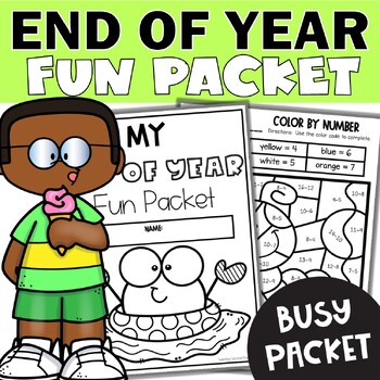 Preview of End of the Year Fun Packet - 1st & 2nd Grade Busy Work Packet Morning Worksheets
