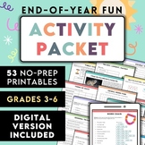 End of Year Fun Activity Packet | GRADES 3-5 | Math ELA Br