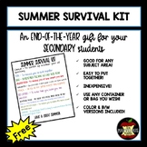 End of Year Gift - Summer Survival Kit for Secondary Students