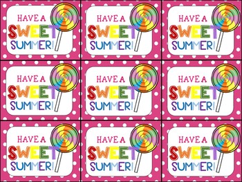 End of Year Gift Tag (Have a Sweet Summer Lollipop) TpT