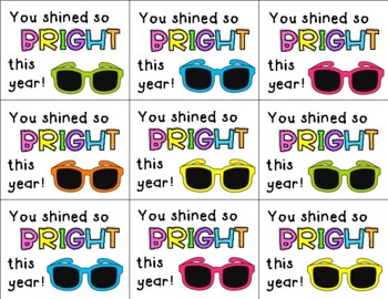 End Of Year Gift You Shined So Bright This Year Tpt