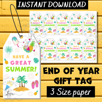 Preview of End of Year Gift Tag crafts writing activities bookworm Have a great summer 2nd