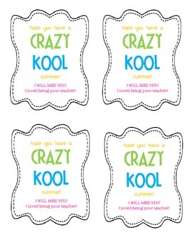 Preview of End of Year Gift Tag for Kool-Aid -- FREE!