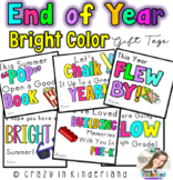 End of Year Gift Tags | Bright Color | Black and White | Editable