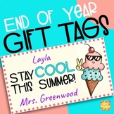 End of Year Gift Tags for Students: Cool Ice Cream Cone Ta