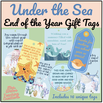 Preview of End of Year Gift Tags for Students & Ocean Printable Reward Templates