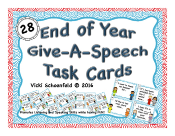 Preview of End of Year Give-a-Speech Task Cards