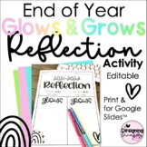 End of Year Glows & Grows Reflection Activity | Printable 